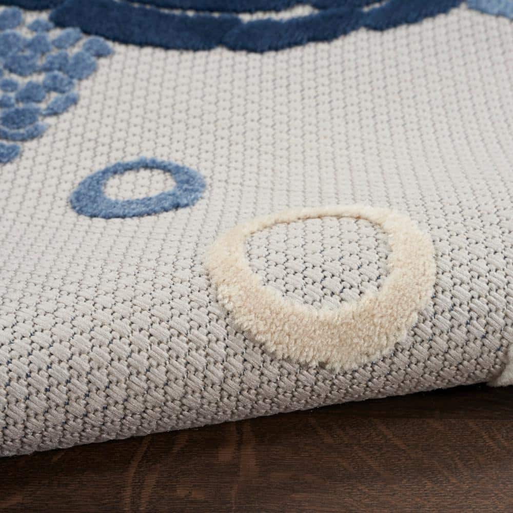Navy Blue Synthetic Easy-Care Runner Rug 2'x6' with Sea Turtle Design