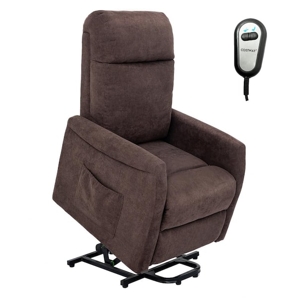 Costway Brown Power Lift Recliner Chair for Elderly Living Room Chair w/Remote Control