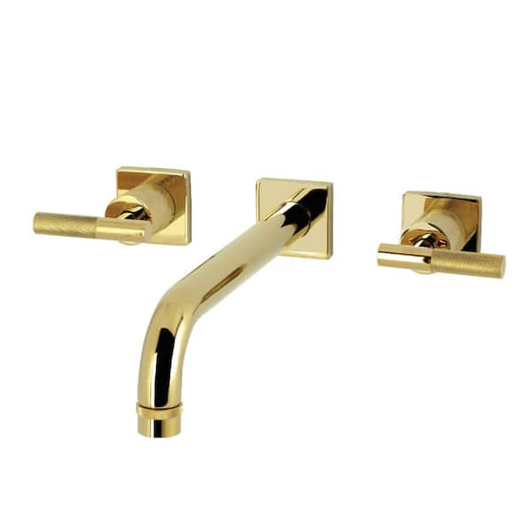 Convergent 2-Handle Wall Mount Roman Tub Faucet in Polished Brass