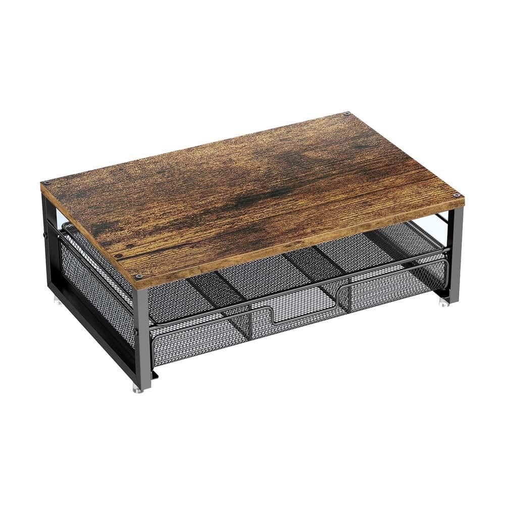2-Tier Desk Organizer Monitor Stand Riser with Drawer and Pen Holder ...