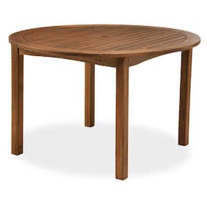47 in. Round Lancaster Eucalyptus Wood Outdoor Dining Table