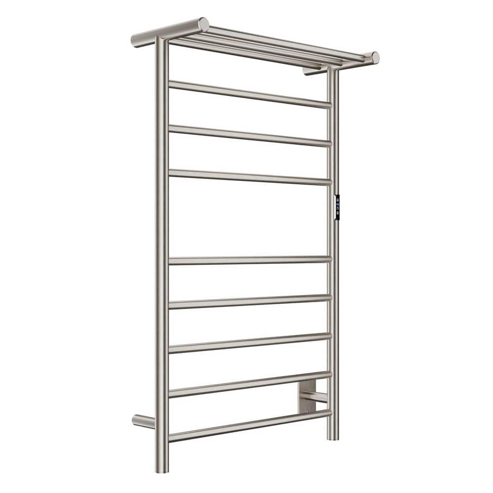 Brushed Nickel 8-Bar Wall Mounted Electric Towel Warmer