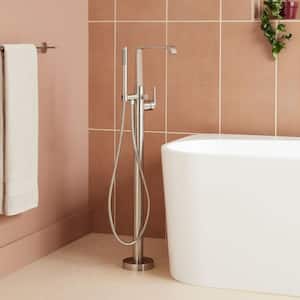 Drea Single-Handle Floor Mounted Roman Tub Faucet in. Brushed Nickel