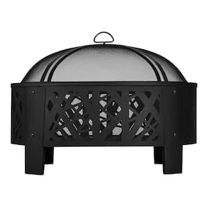 30 in. Outdoor Steel Wood Burning Black Fire Pit