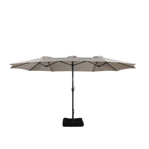 15 ft. Double-side Designed Fade Resistant and UV Resistant Patio Market Umbrella with Base in Beige