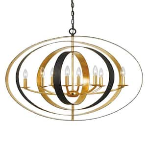 Luna 8-Light English Bronze + Antique Gold Shaded Chandelier