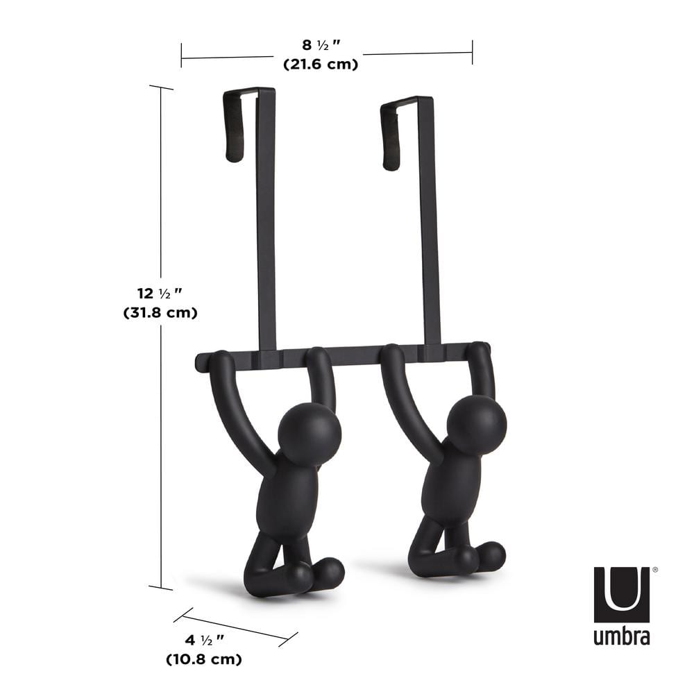 Buddy Black Plastic and Metal Over-the-Door Hook Rack