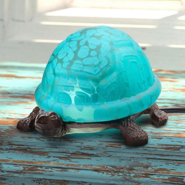 Turtle 4 .75 in. Aqua and Antique Bronze Novelty Accent Lamp