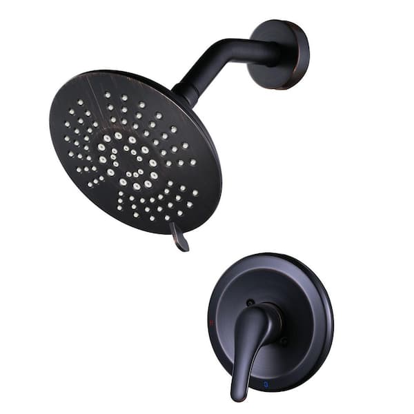 Single Handle 5-Spray Shower Faucet 1.8 GPM with Pressure Balance and Adjutstable Head in Bronze (Valve Included)