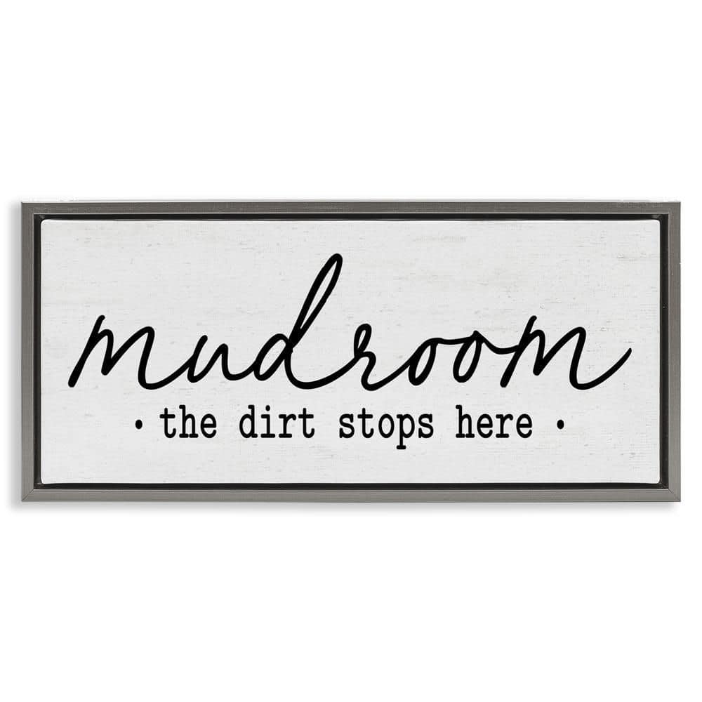 Dirt Stops Here Mudroom Phrase by Lettered and Lined Gray Floater Frame Graphic Art Print Typography 25 in. x 11 in. price history on PriceWatchPro