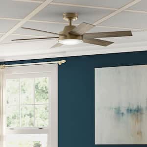 Donatella 52 in. Integrated LED Indoor Burnished Brass Ceiling Fan with Light Kit and Remote Included