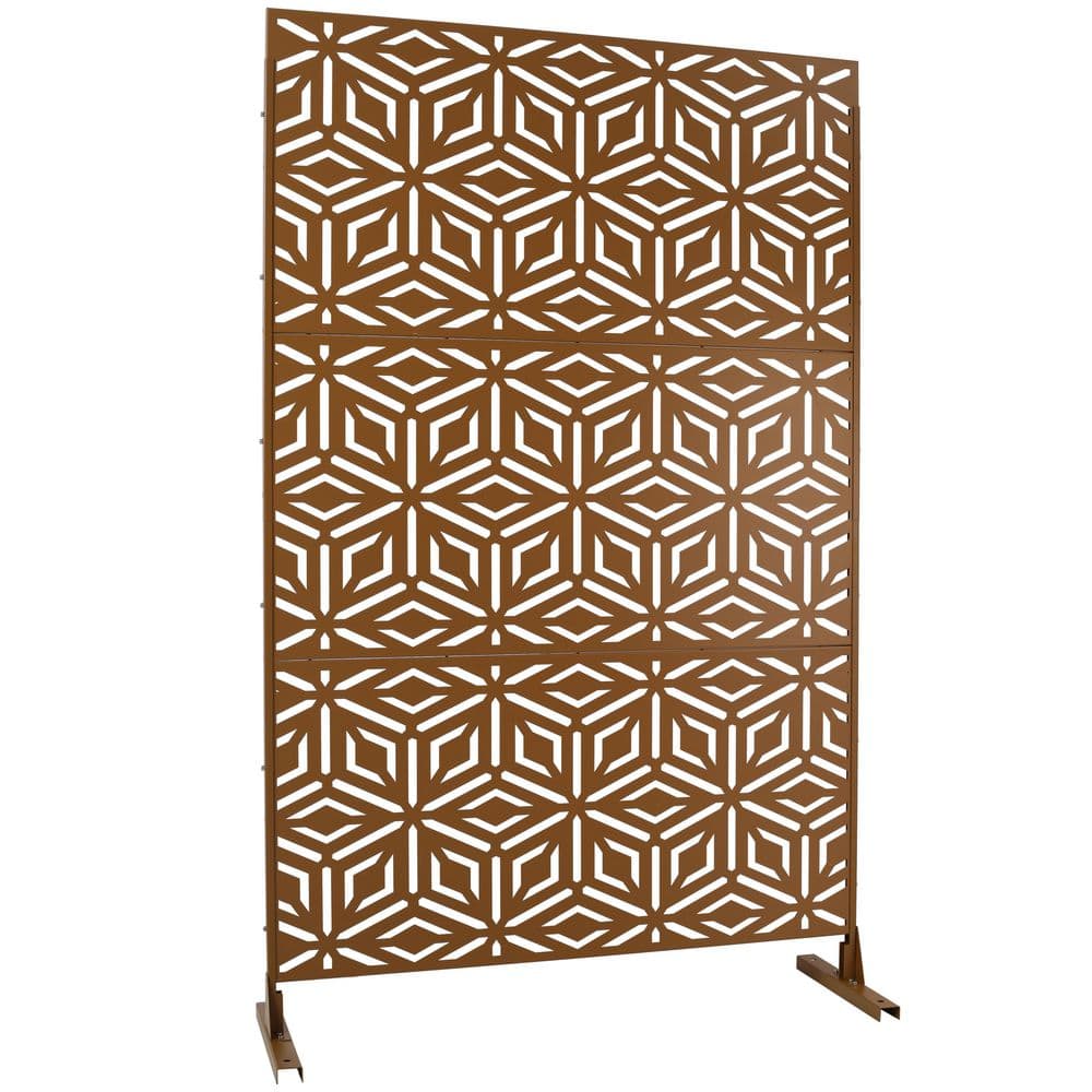 4ft. x 6.33ft. Brown Outdoor and Indoor Freestanding Metal Privacy Screen Fence Panels for Lawn Garden (not Composite) price history on PriceWatchPro