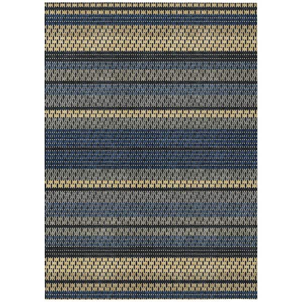 Chantille Machine Washable Indoor/Outdoor Abstract ACN2427 Navy 8 ft. x 10 ft. Area Rug