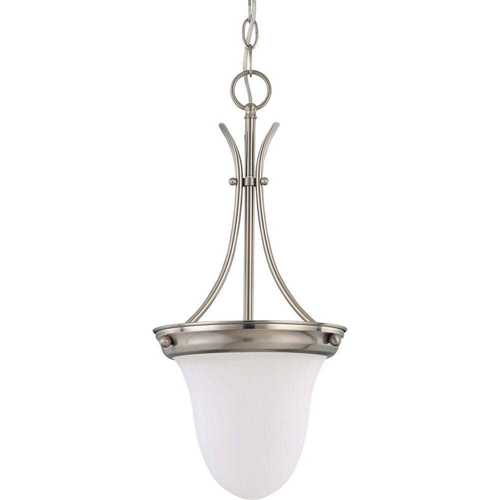 Briton Traditional Lantern Pendant in Brushed Nickel with Glass Shade