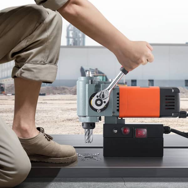 Magnetic Drill Press 1300-Watt Low Profile Mag Drill Light Weight Portable with 1-1/4 in, Number of Speeds 650 RPM