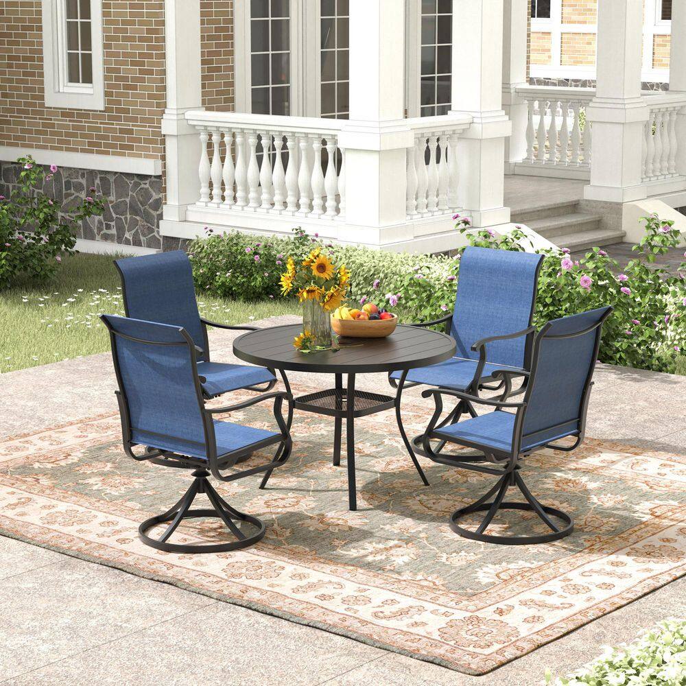 5-Piece Outdoor Dining Set with Swivel Dining Chairs and 41in. Patio Round Table Storage Shelf price history on PriceWatchPro