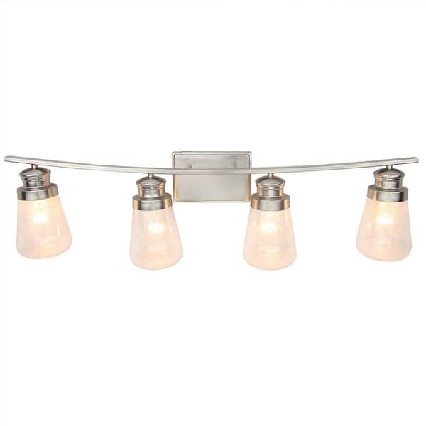 Cloi 33.25 in. 4-Light Brushed Nickel Vanity Light