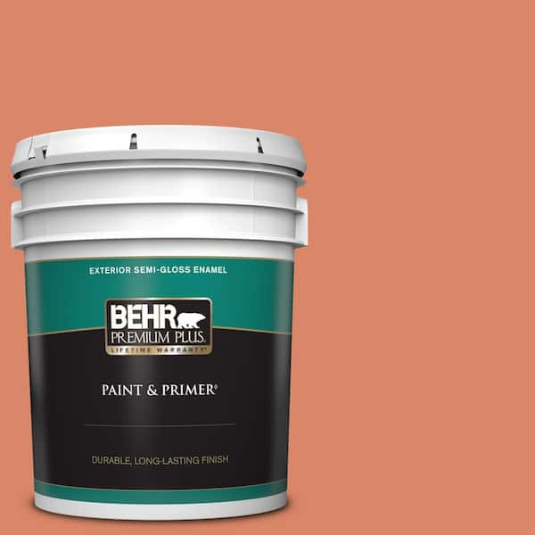 BEHR PREMIUM PLUS 5 gal. #M180-5 King Salmon Semi-Gloss Enamel Exterior Paint & Primer