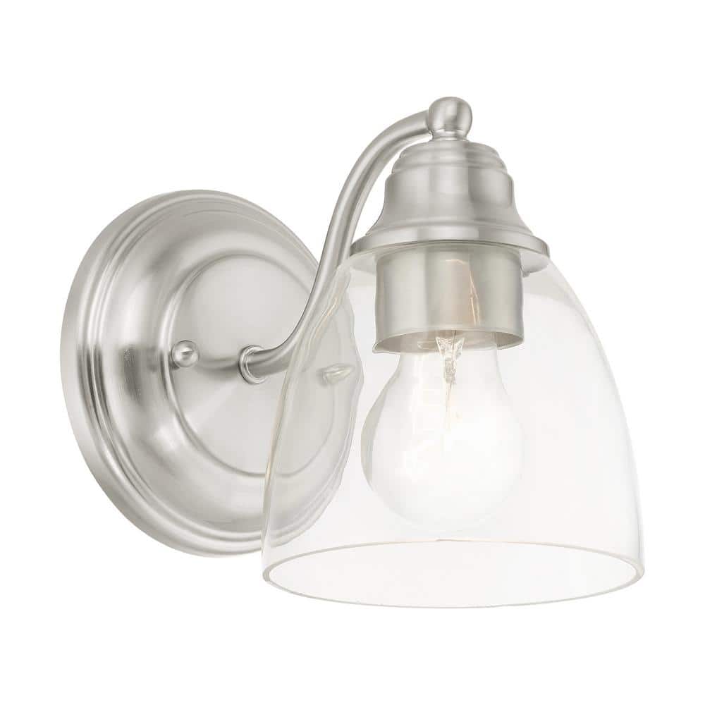Montgomery 7'' Brushed Nickel Dimmable Vanity Sconce with Clear Glass
