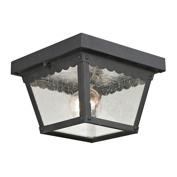 Titan Lighting Springfield 2-Light Matte Textured Black Outdoor Flushmount