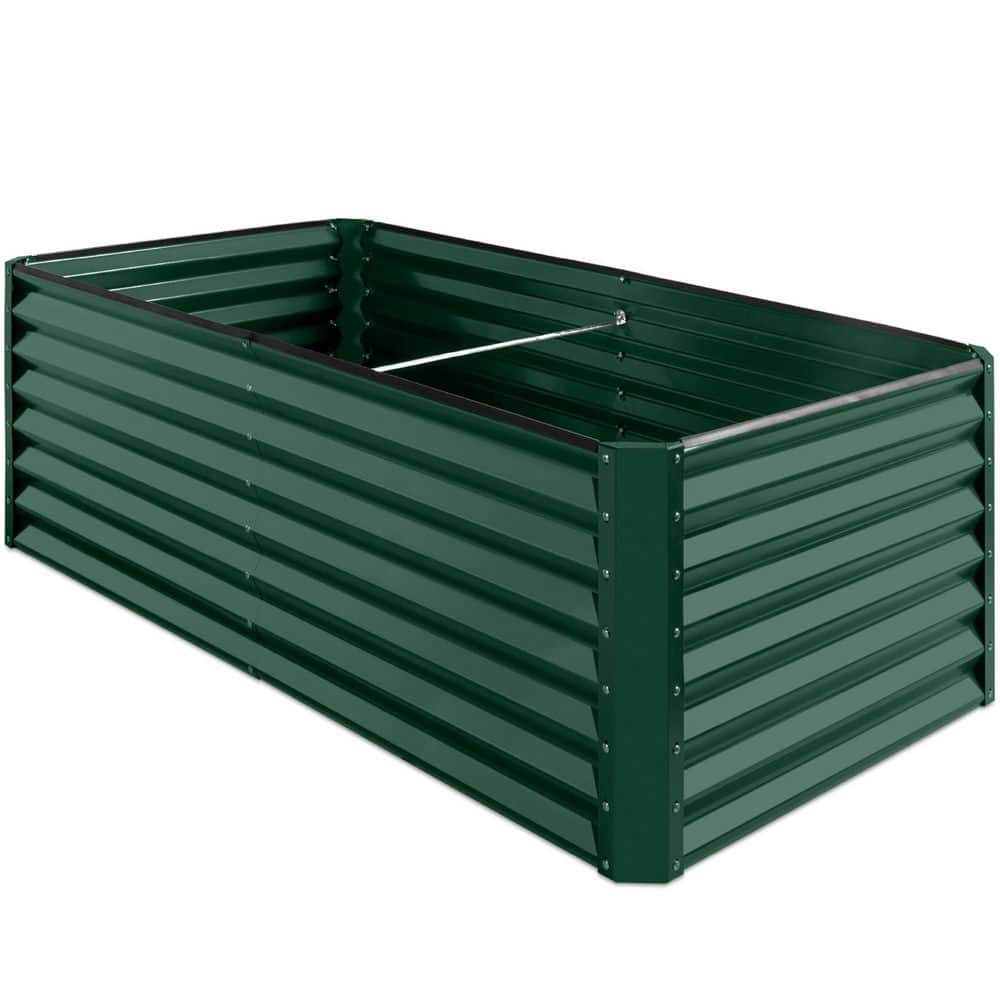 Dark Green 6x3x2ft Metal Raised Garden Bed Planter Box