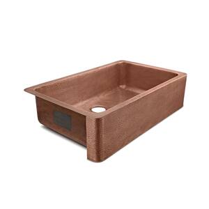 Porter Farmhouse Apron-Front Handmade Copper 36 in. Single Bowl Kitchen Sink in Hammered Antique Copper