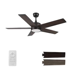 Trafford 52 in. Color Changing Integrated LED Indoor Matte Black 10-Speed DC Ceiling Fan with Light Kit/Remote Control