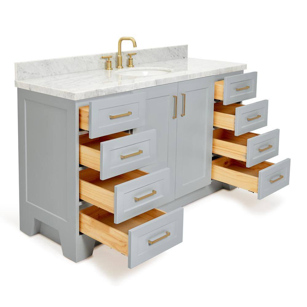Taylor 61" Gray Freestanding Bath Vanity with Carrara Marble Top