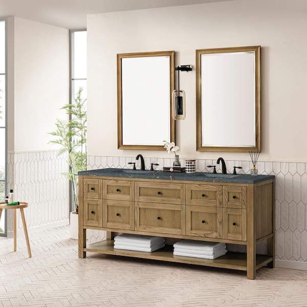 Breckenridge 72.0 in. W x 23.5 in. D x 34.2 in. H Double Bath Vanity in Light Natural Oak with Parisien Bleu Quartz Top