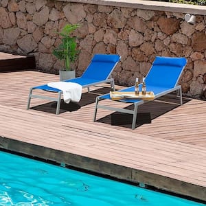 64 in. x 34 in.Outdoor Lounge Chair with Cushion Patio Chaise Lounge Set 2-Pieces Aluminum Adjustable Pool Lounge Chairs