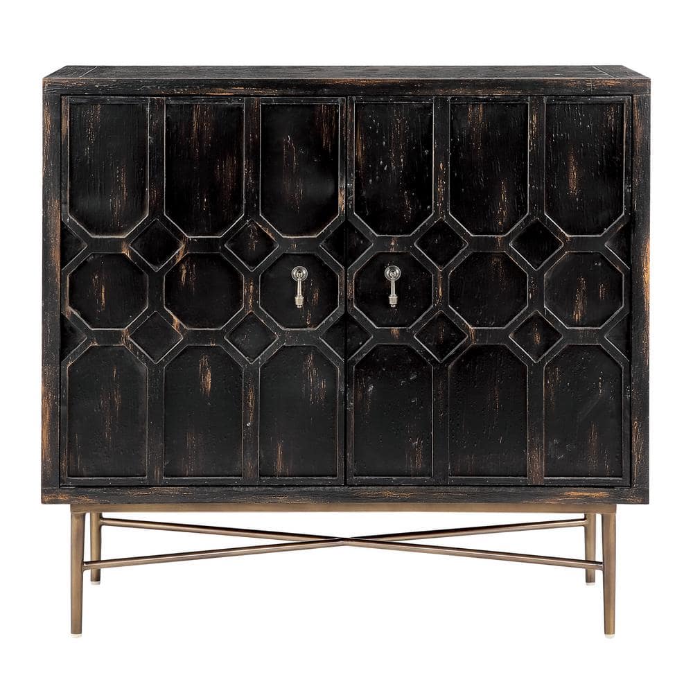 Hanley Black MDF and Metal 2-Door Accent Cabinet