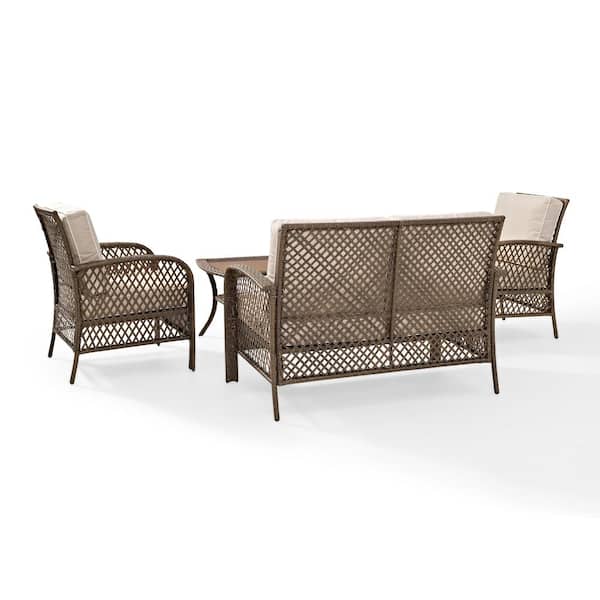 CROSLEY FURNITURE Tribeca 4-Piece Wicker Outdoor Patio Seating Set with Sand  Cushions KO70037DW-SA - The Home Depot