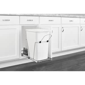 White Pull Out Trash Can 35 qt. for Kitchen Cabinets