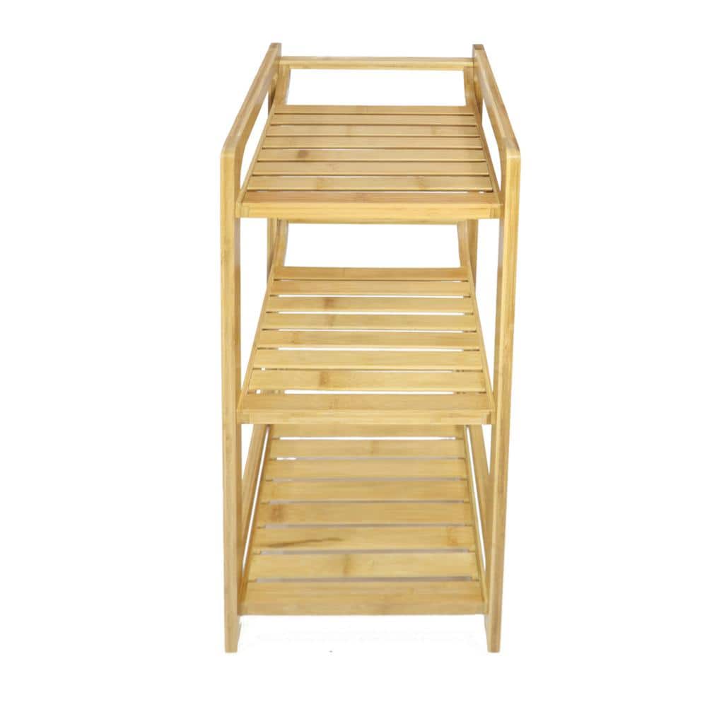 Redmon Bamboo 3-Tier Brown Shelf for Bathroom and Bedroom