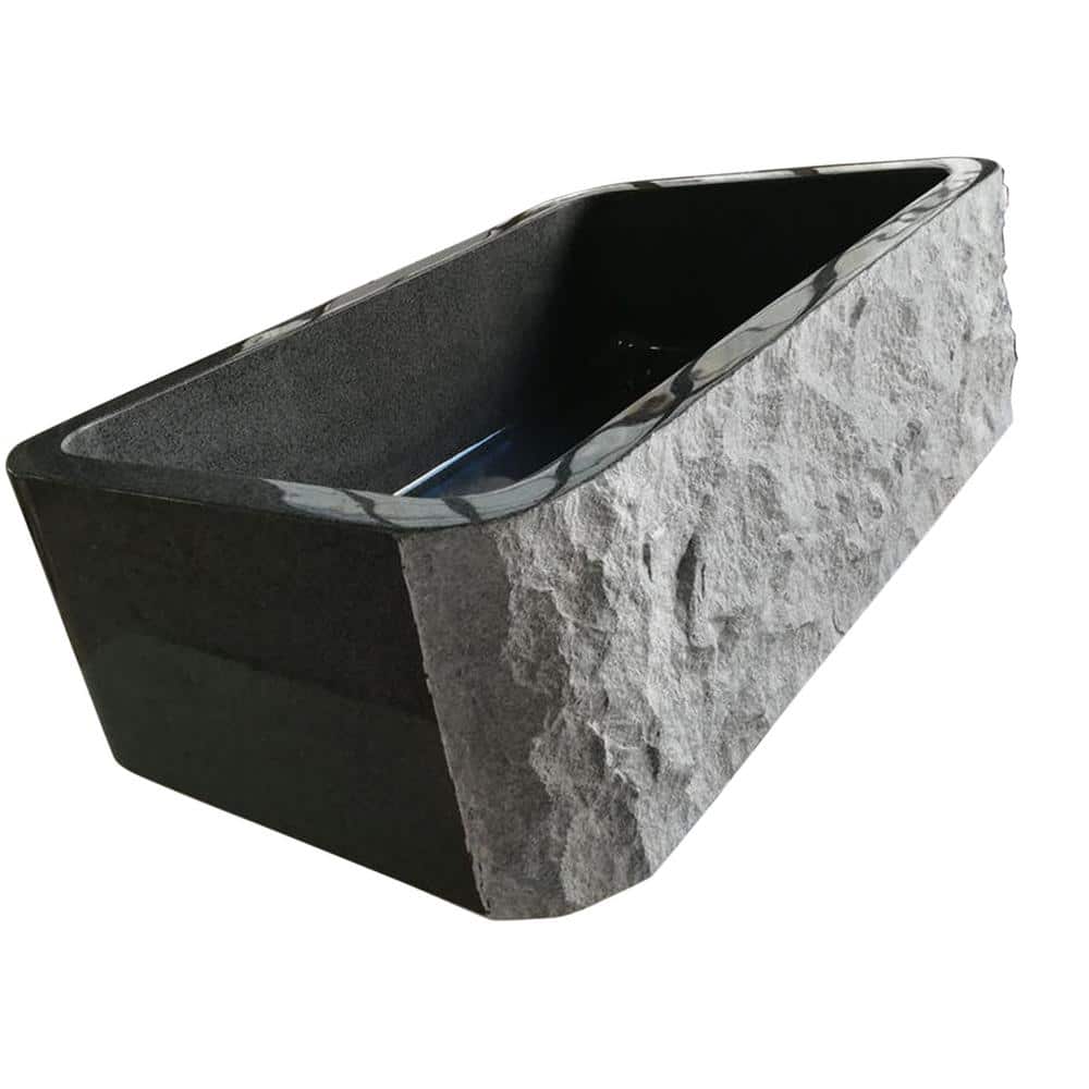 Undermount Farmhouse Stone Sink in Gray Granite