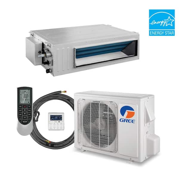 GREE 24,000 BTU 2 Ton Inverter Slim Duct Ceiling Cassette Mini Split Air Conditioner with Heat Pump - 230V