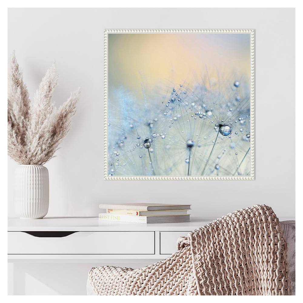 Ice Blue Dandelion Macro Canvas Print with White Floater Frame