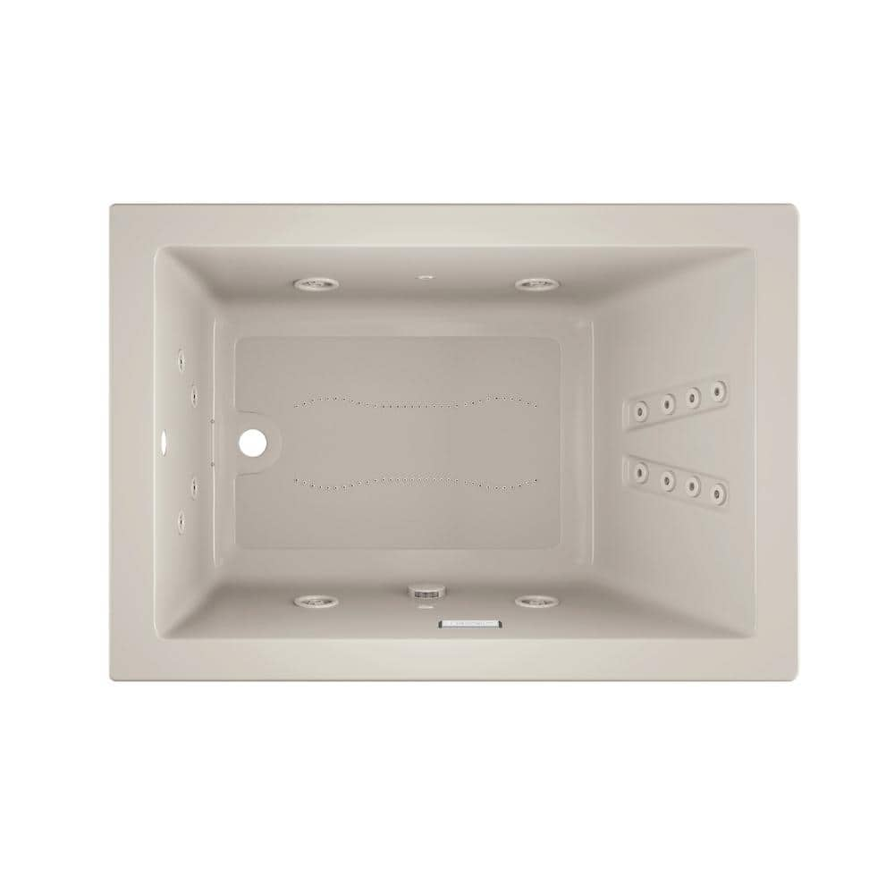 JACUZZI SOLNA SALON SPA 60 in. x 42 in. Rectangular Combination Bathtub with Right Drain in Oyster