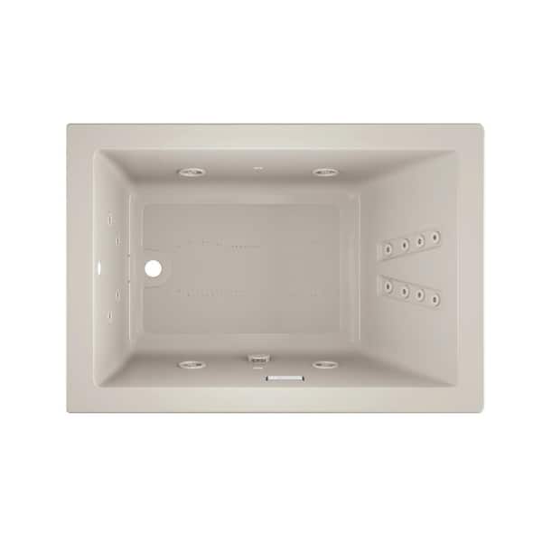 JACUZZI SOLNA SALON SPA 60 in. x 42 in. Rectangular Combination Bathtub with Right Drain in Oyster