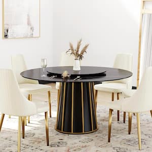 J&E Home 53.15 in. White Modern Round Sintered Stone Top Dining Table with  Carbon Steel Base Seats 6 PVS-DT010JX01 - The Home Depot