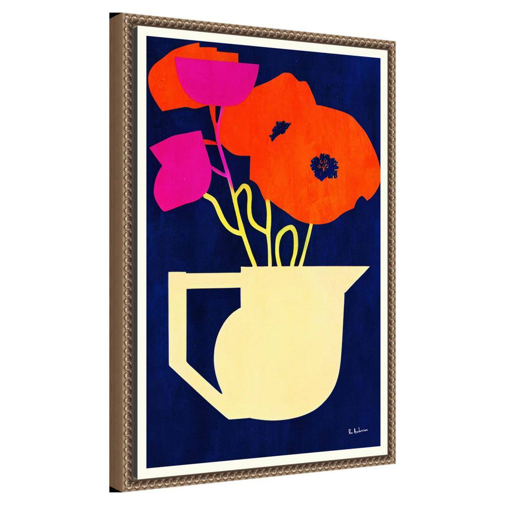 Bright and Sunny Poppies Abstract Canvas Print with Bronze Frame