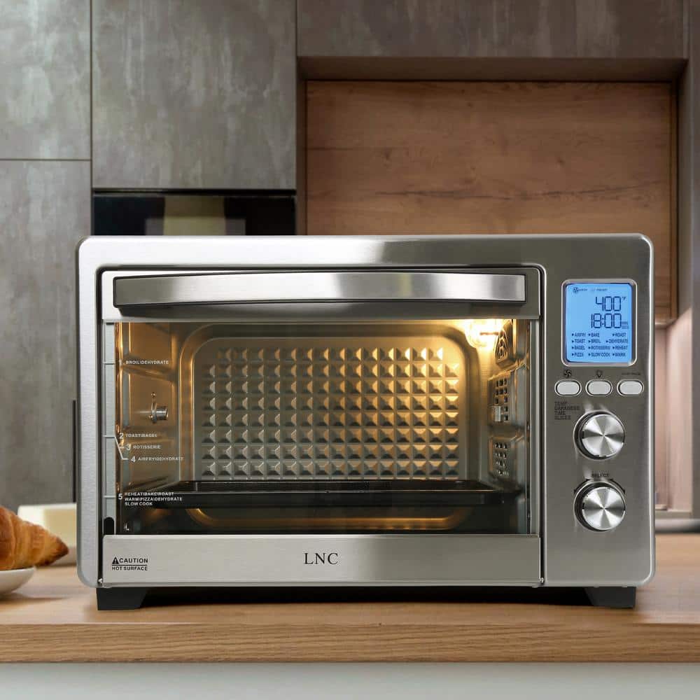 1750W 6-Slice Black and Stainless Steel Convection Toaster Oven with 12-Cook Modes and LCD Digital Screen