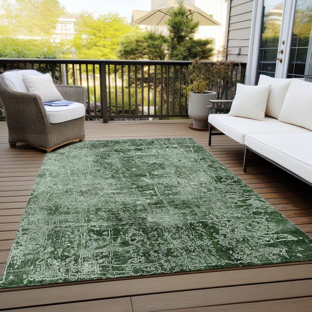 Emerald Green Synthetic Flat Woven Reversible Rug 3' x 5'