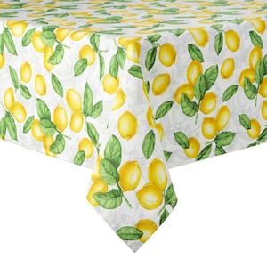 Lots of Lemons 102 in. W x 60 in. L White/Yellow Cotton Blend Tablecloth
