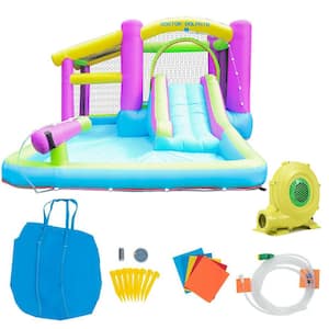 5-in-1 Multi-Color Inflatable Water Slide Outdoor Kids Water Park Play Center with Air Blower