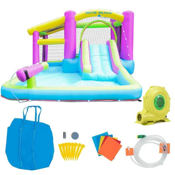 Alpulon 5-in-1 Multi-Color Inflatable Water Slide Outdoor Kids Water Park Play Center with Air Blower