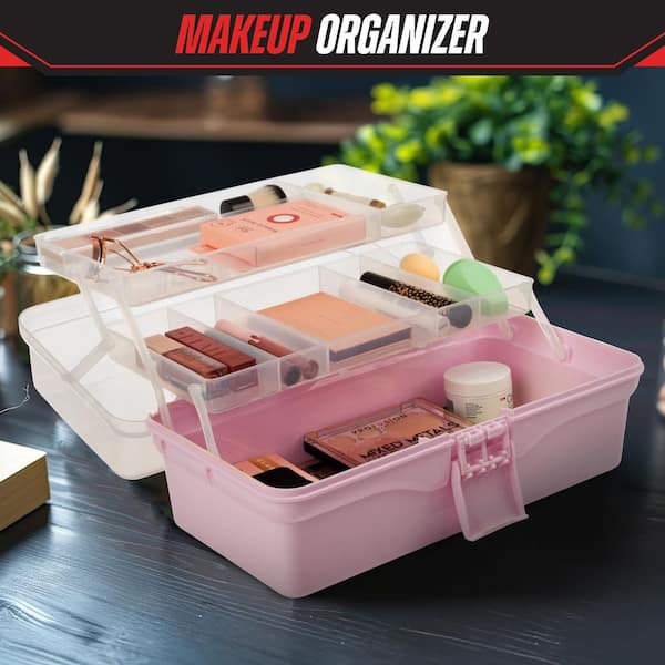 Stalwart 14 in. L x 7.87 in. W Plastic Tackle Box Organizer, Pink