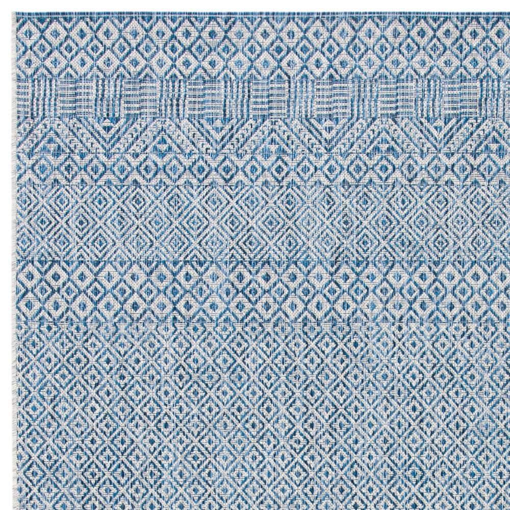 Blue Rectangular Non-slip Synthetic Indoor/Outdoor Rug