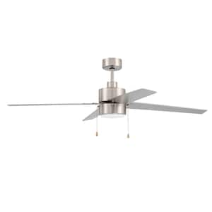 Terie 52 in. Indoor Dual Mount 3-Speed Reversible Motor Brushed Nickel Finish Ceiling Fan with Integrated LED Light Kit