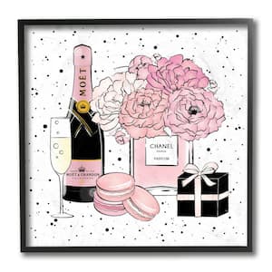 "Pink Glam Celebration Fashion Dessert Champagne" by Martina Pavlova Framed Drink Wall Art Print 12 in. x 12 in.